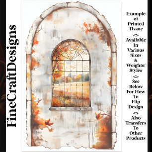 Papel De Seda Árvores e Folhas de outono na janela AM9, Decoupag