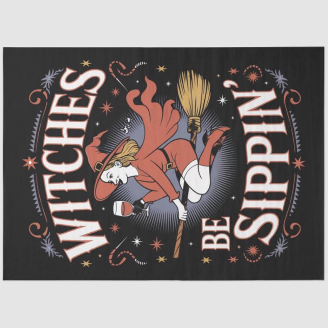 Papel De Seda As Bruxas Estarão Feriadas De Halloween Sapinadas (Frente )