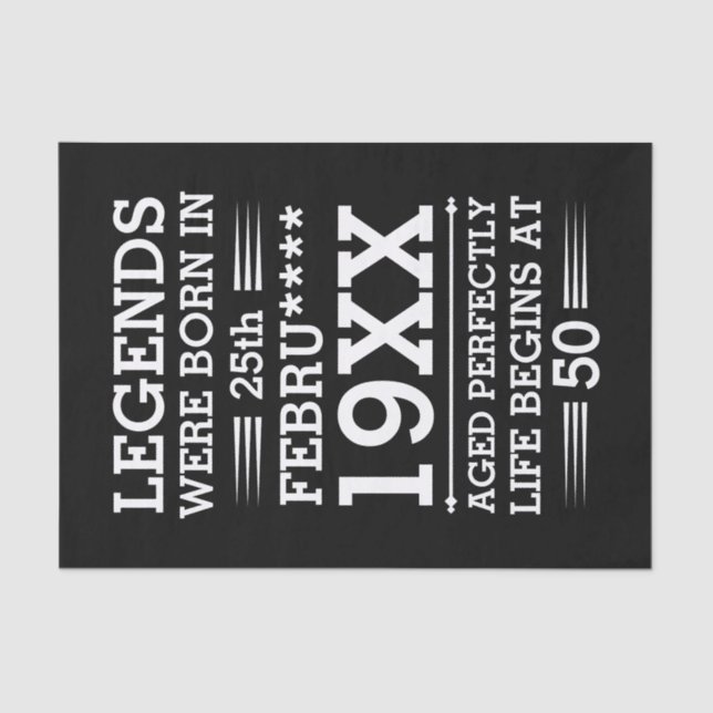 Papel De Seda As Legendas Personalizadas Eram Nasceres no Mês do (Frente )