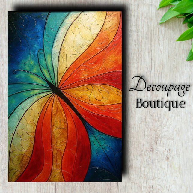 Papel De Seda Asas de Borboleta Arco-íris Ousadas Decoupagem Abs (Abstract Rainbow Decoupage Tissue Paper)