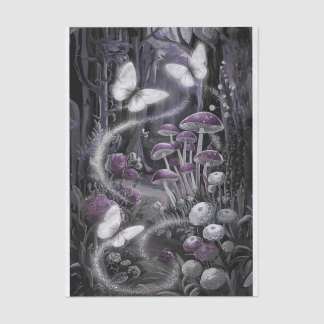 Papel De Seda Asas de Escuta, Borboletas Floresta Ametista (Frente )