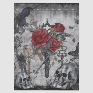 Papel De Seda Assombrando Rosas Fantásticos Góticos Raven