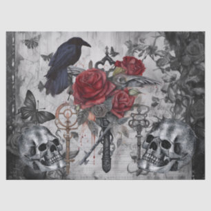 Papel De Seda Assombrando Rosas Fantásticos Góticos Raven