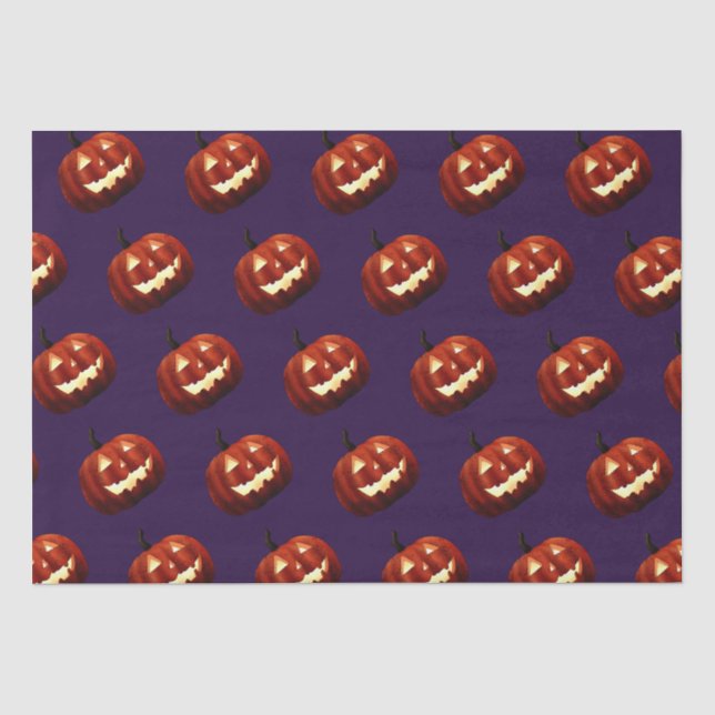 Papel De Seda Assustador Jack O'Lanterna Pumpkin Aniversário do  (Frente )