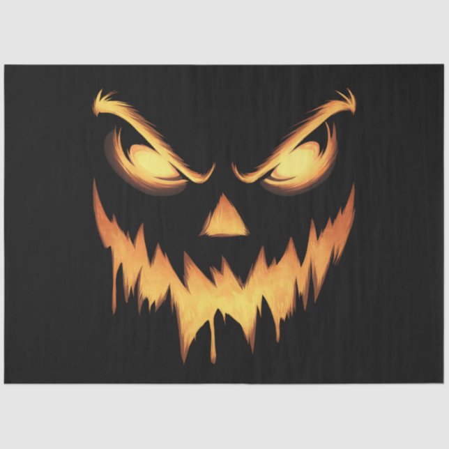 Papel De Seda Assustador Pumpkin Jack O Lanterna Face Halloween (Frente )