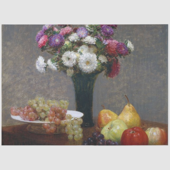 Papel De Seda Asters and Fruta, Henri Fantin-Latour (Frente )