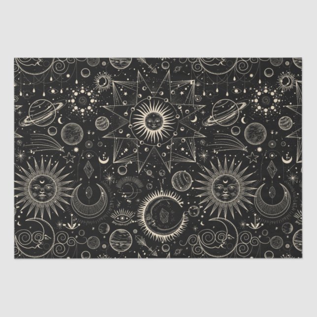 Papel De Seda Astrologia mágica tarot boho celestial (Frente )