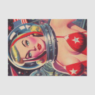 Papel De Seda Astronauta Vintage Pin-up