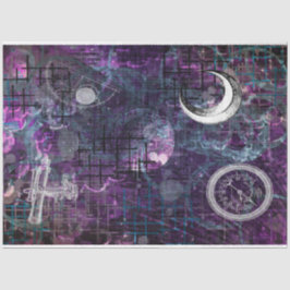 Papel De Seda Astronomia Blue Sky Moon Abstrato Ephemera