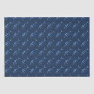 Papel De Seda Atum voador branco em azul Egeu em azul marinho