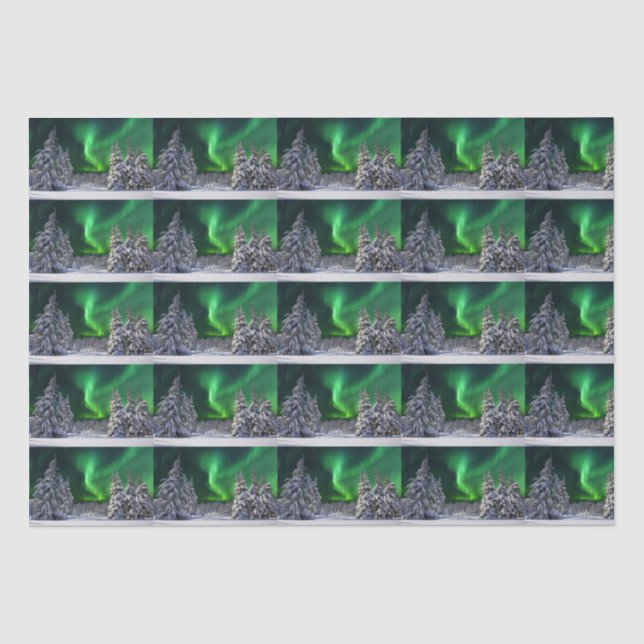 Papel De Seda Aurora boreal durante o inverno (Frente )