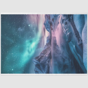 Papel De Seda Aurora Borealis Sobre A Paisagem Da Montanha Snowy