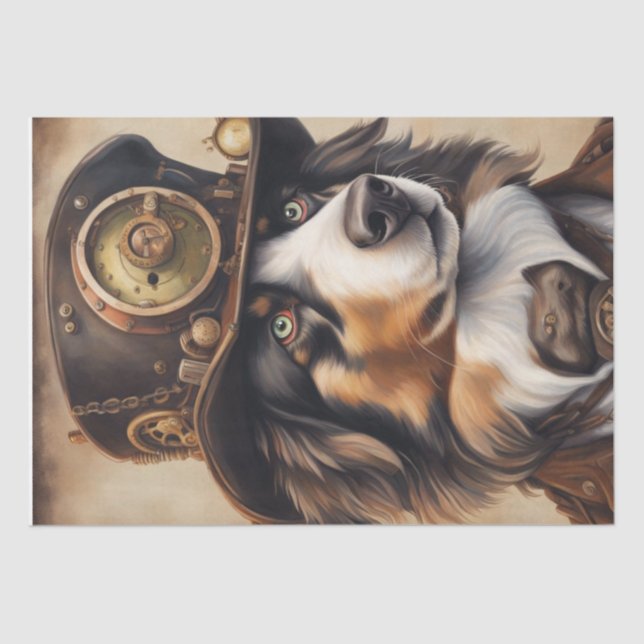Papel De Seda Aussie Aviator: Decoupage de Shepherd Steampunk (Frente )