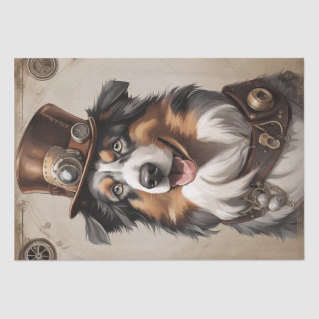 Papel De Seda Aussie Aviator: Decoupage de Shepherd Steampunk (Frente )