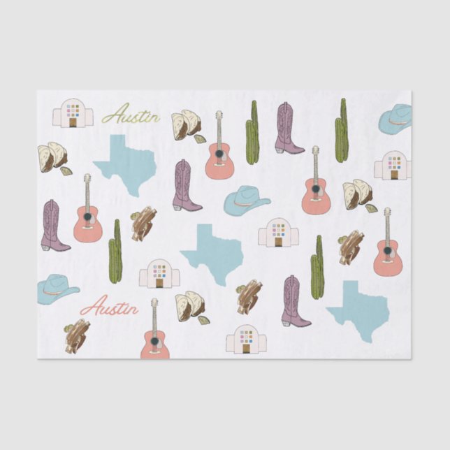 Papel De Seda Austin Texas Tissue Paper (Frente )