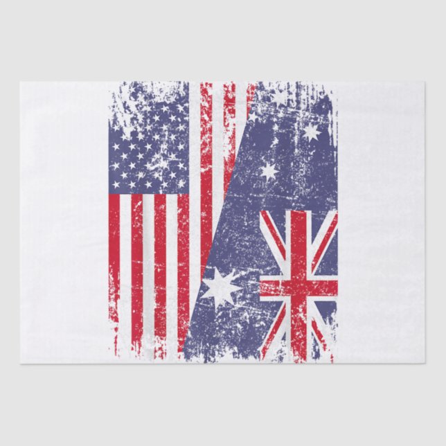 Papel De Seda AUSTRALIANA ROOTS Half American Flag AUSTRÁLIA (Frente )