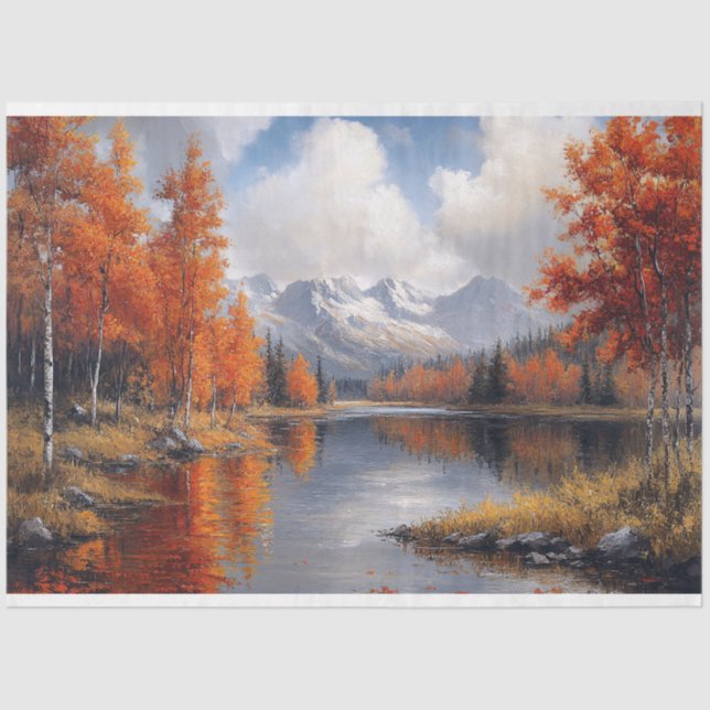 Papel De Seda Autumn Aspen Forest and Mounscape (Frente )