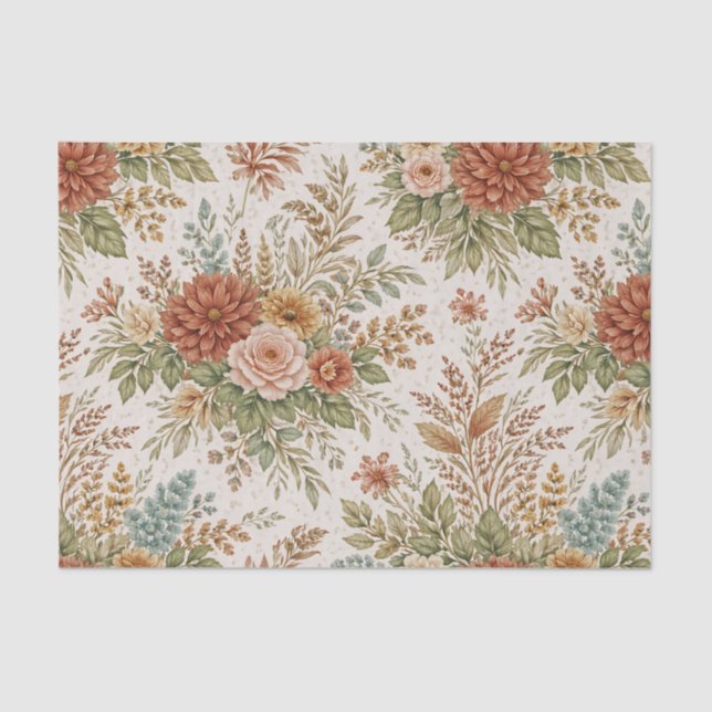 Papel De Seda Autumn Blush Garden Floral Pattern (Frente )