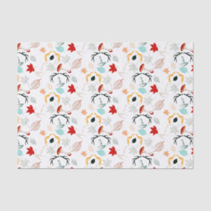 Papel De Seda Autumn Boho Deixa Cair Na Floresta De Aquarela
