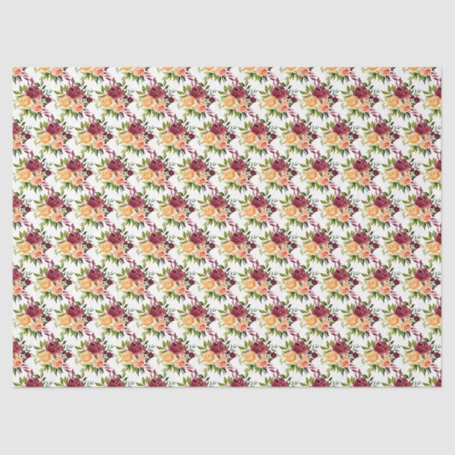 Papel De Seda Autumn Burgundy and Orange Floral (Frente )