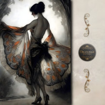 Autumn Dancer in Black & Burnt Orange Decoupage