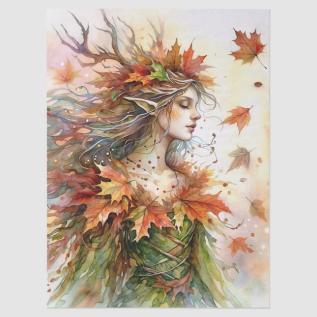 Papel De Seda Autumn Dryad Fall Leaves (Frente )