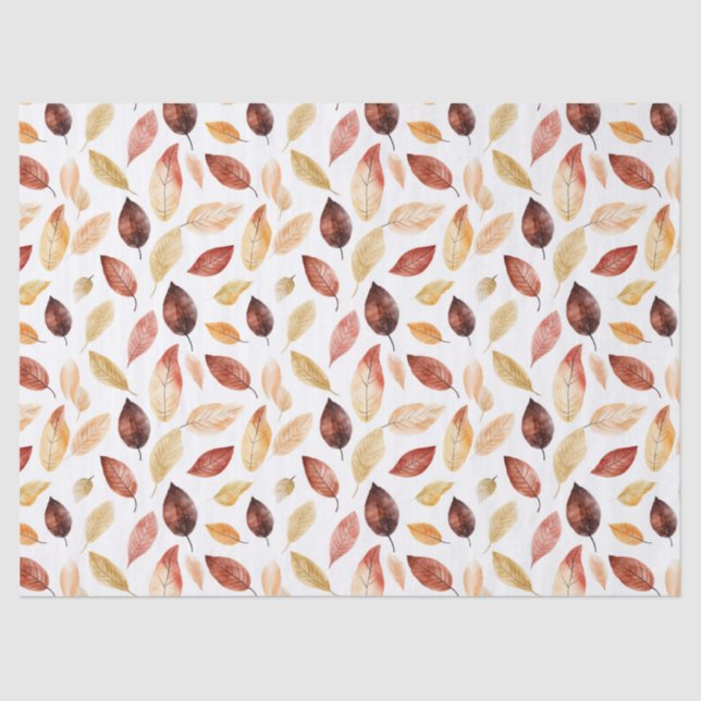 Papel De Seda Autumn Fall Deixa Terracotta Brown Boho Padrão (Frente )