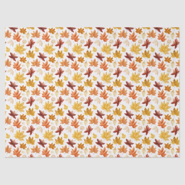 Papel De Seda Autumn Fall Deixa Terracotta Brown Boho Padrão (Frente )