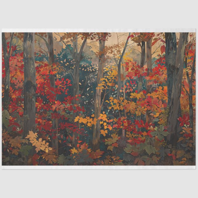 Papel De Seda Autumn Foliage Colorful Woods Decoupage (Frente )