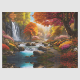 Papel De Seda Autumn Landscape Waterfall