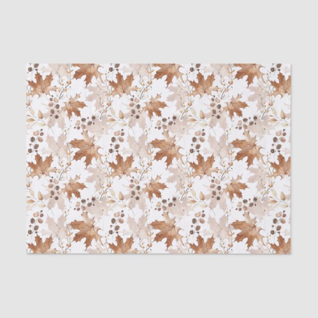 Papel De Seda Autumn Maple deixa o padrão de ação de graças (Frente )