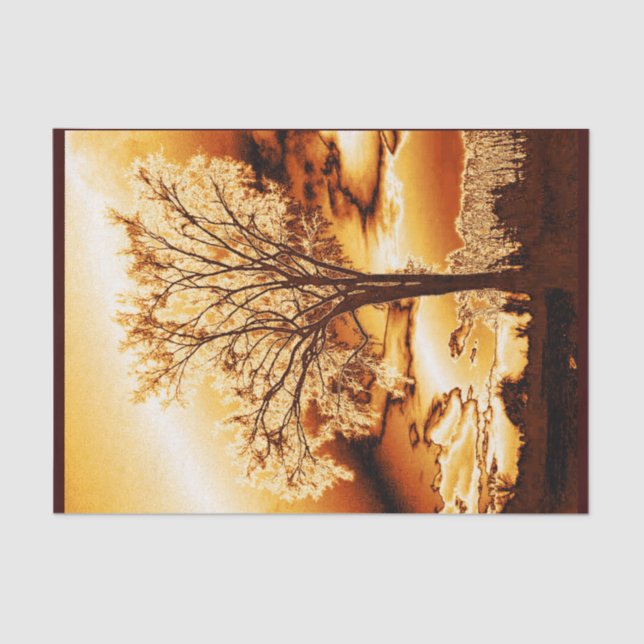 Papel De Seda Autumn Molten Dourada Tree of Life (Frente )