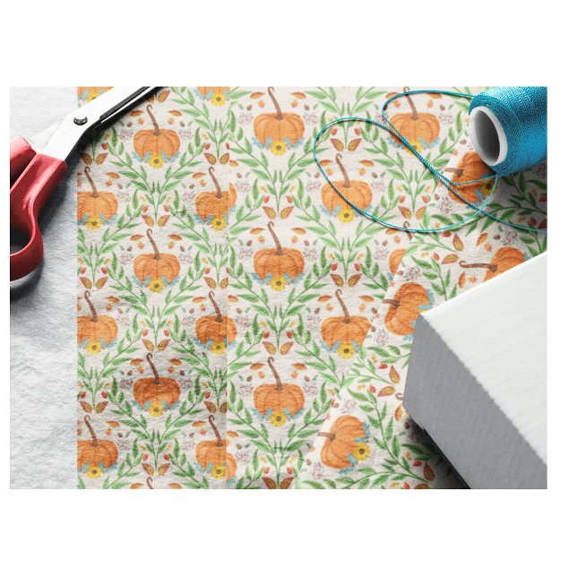Papel De Seda Autumn Pumpkin Botanical Design (Criador carregado)
