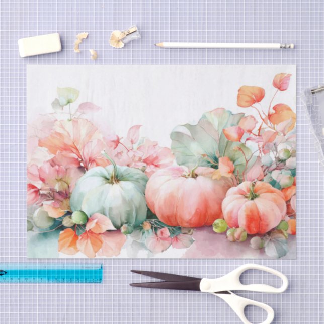 Papel De Seda Autumn Pumpkins and Flowers Fall Decoupage (Arte )