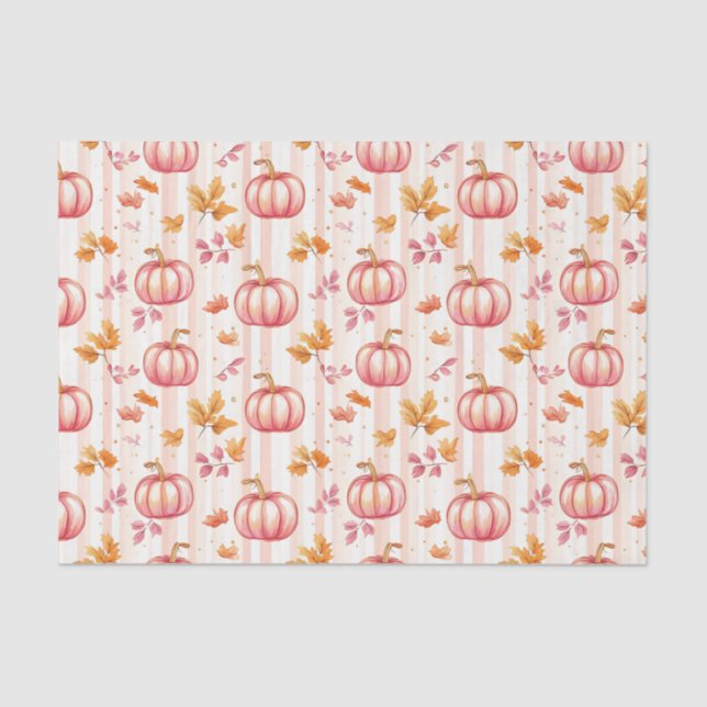 Papel De Seda Autumn Pumpkins and Leaves Fall Pattern Decoupage (Frente )