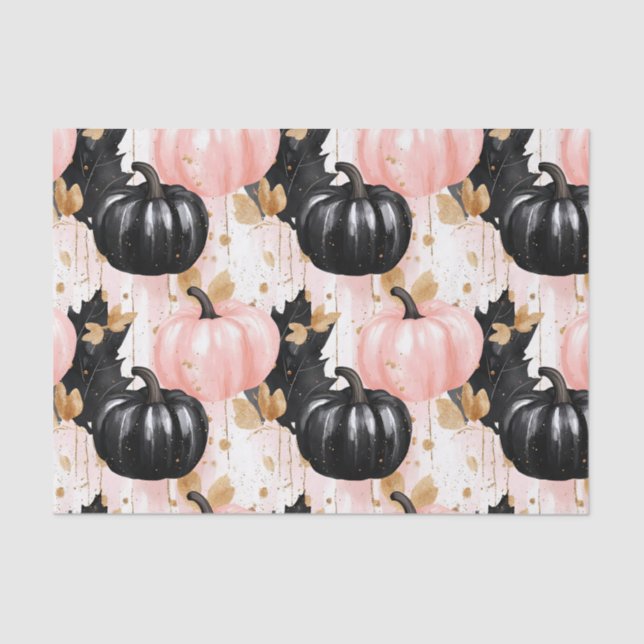 Papel De Seda Autumn Pumpkins and Leaves Fall Pattern Decoupage (Frente )