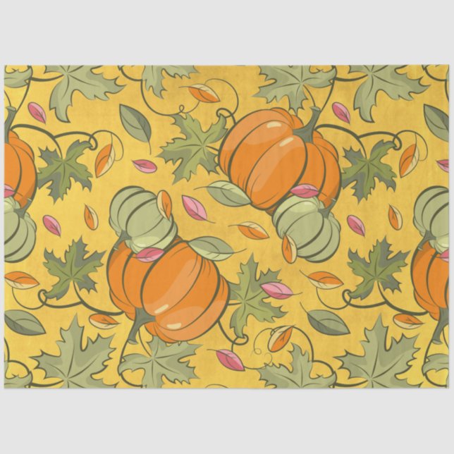 Papel De Seda Autumn Pumpkins and Leaves Series Design 20 (Frente )