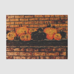 Papel De Seda Autumn Pumpkins Black Orange Brick
