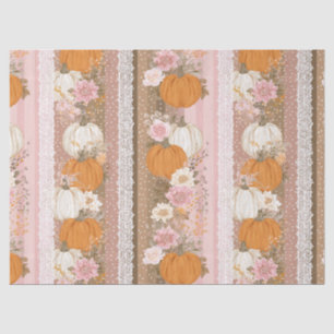 Papel De Seda Autumn Pumpkins & Floral Lace Sem Olhos Padrão
