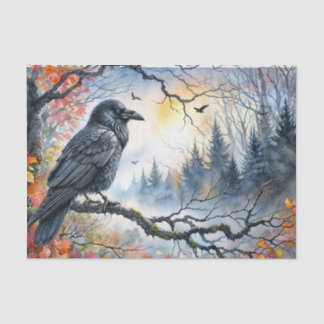 Papel De Seda Autumn Raven Watercolor Art