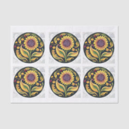 Papel De Seda Autumn Sunflower, Folky Floral Medallion para Part
