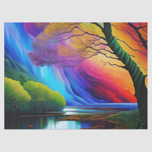 Papel De Seda Autumn Tree Rainbow Ridge serene (Frente )
