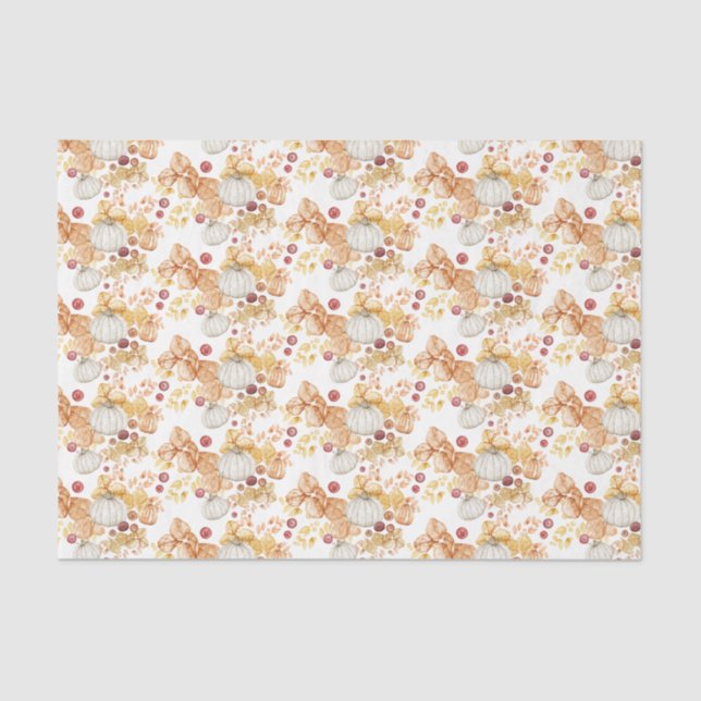 Papel De Seda Autumn White Pumpkins  (Frente )