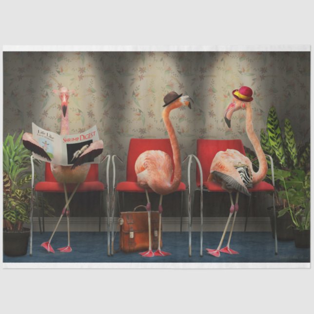 Papel De Seda Ave - Flamingo - Sala de vaias (Frente )