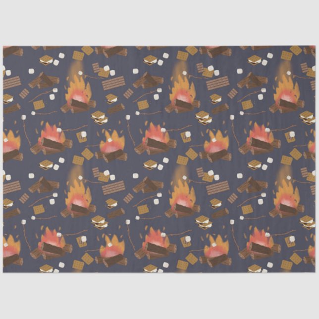 Papel De Seda Aventura e Marshmallow de Acampamento de Fogo (Frente )