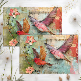 PAPEL DE SEDA AVES COLORIDAS DECOUPAÇÃO DE MÍDIA MISTA