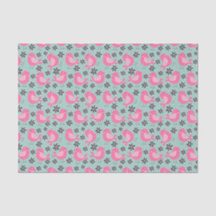 Papel De Seda Aves de bolinhas e Flores