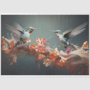 Papel De Seda Aves de Cama no Voo Flores Laranja #2 Decoupage