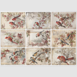 Papel De Seda Aves de inverno: 9