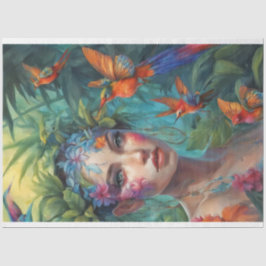 Papel De Seda Aves de Ninfa e Borboleta de Árvore